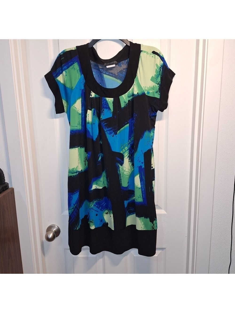 Blu Sage Black Blue Pattern Mini Dress XL